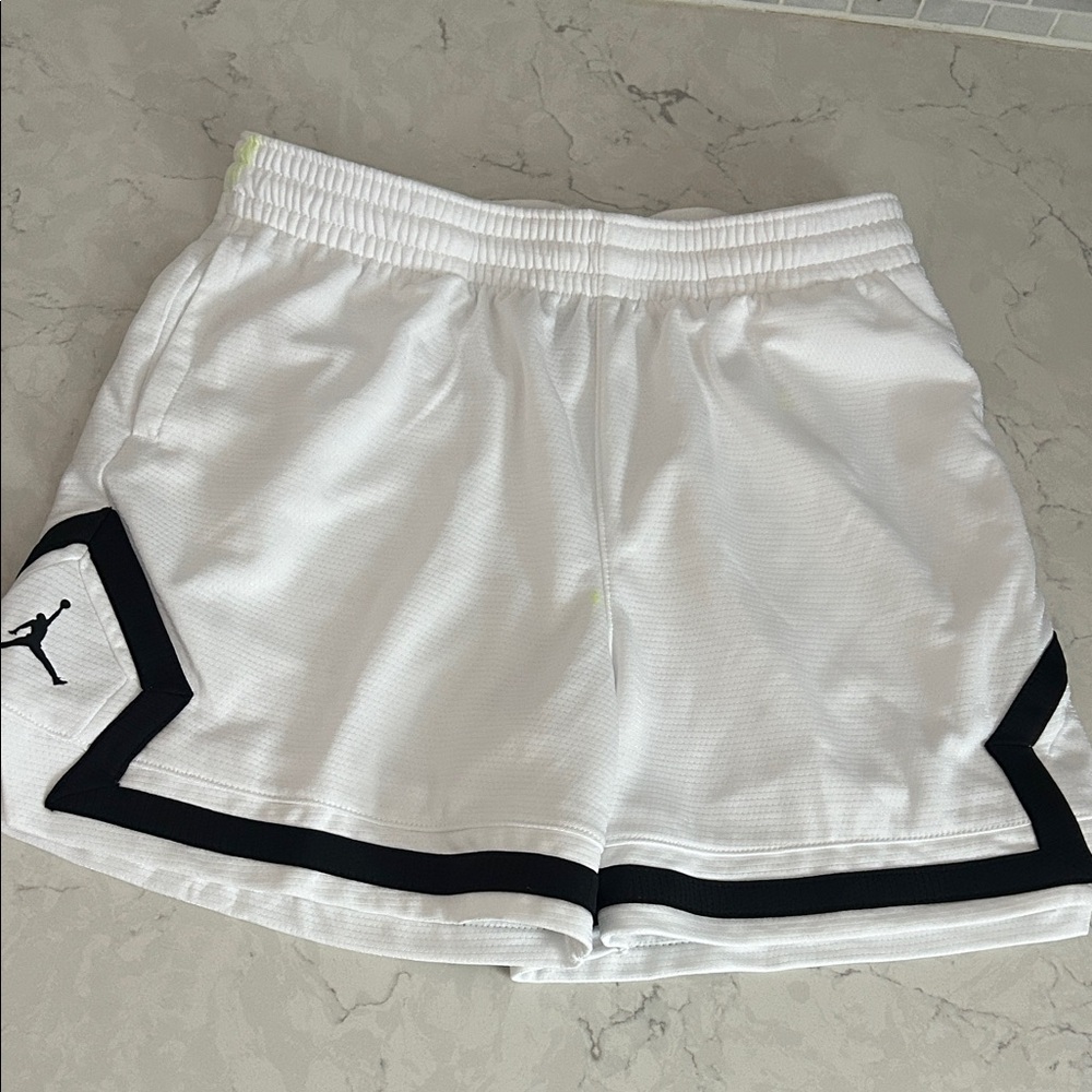 Jordan White Athletic Shorts with Black Trim